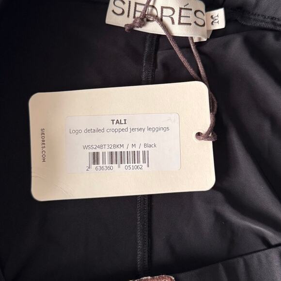 New SIEDRES Tali Logo Detail Cropped Jersey Leggings in Black Women's Size M - Picture 6 of 8